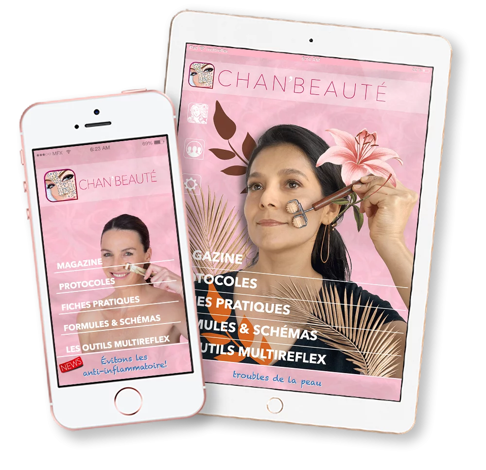 {"DE":"Naturkosmetik Reflexologie App - App ChanBeauté’clinic","EN":"face care protocol app - App ChanBeauté’clinic","ES":"aplicación bienestar reflexología facial - App ChanBeauté’clinic","FR":"appli réflexologie faciale pour thérapeutes - ChanBeauté’clinic","IT":"applicazione calcolatore terapeutico viso - App ChanBeauté’clinic","PT":"app mapa de pontos reflexos do rosto - App ChanBeauté’clinic"}